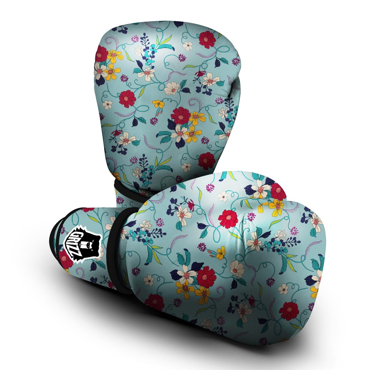 Floral Flower Print Boxing Gloves-grizzshop