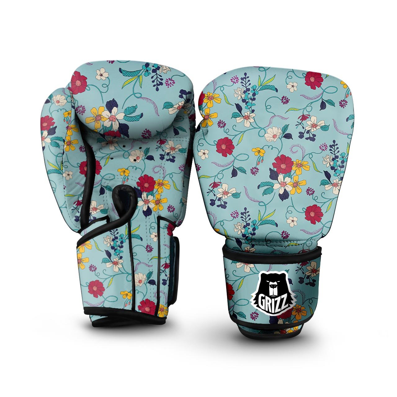 Floral Flower Print Boxing Gloves-grizzshop