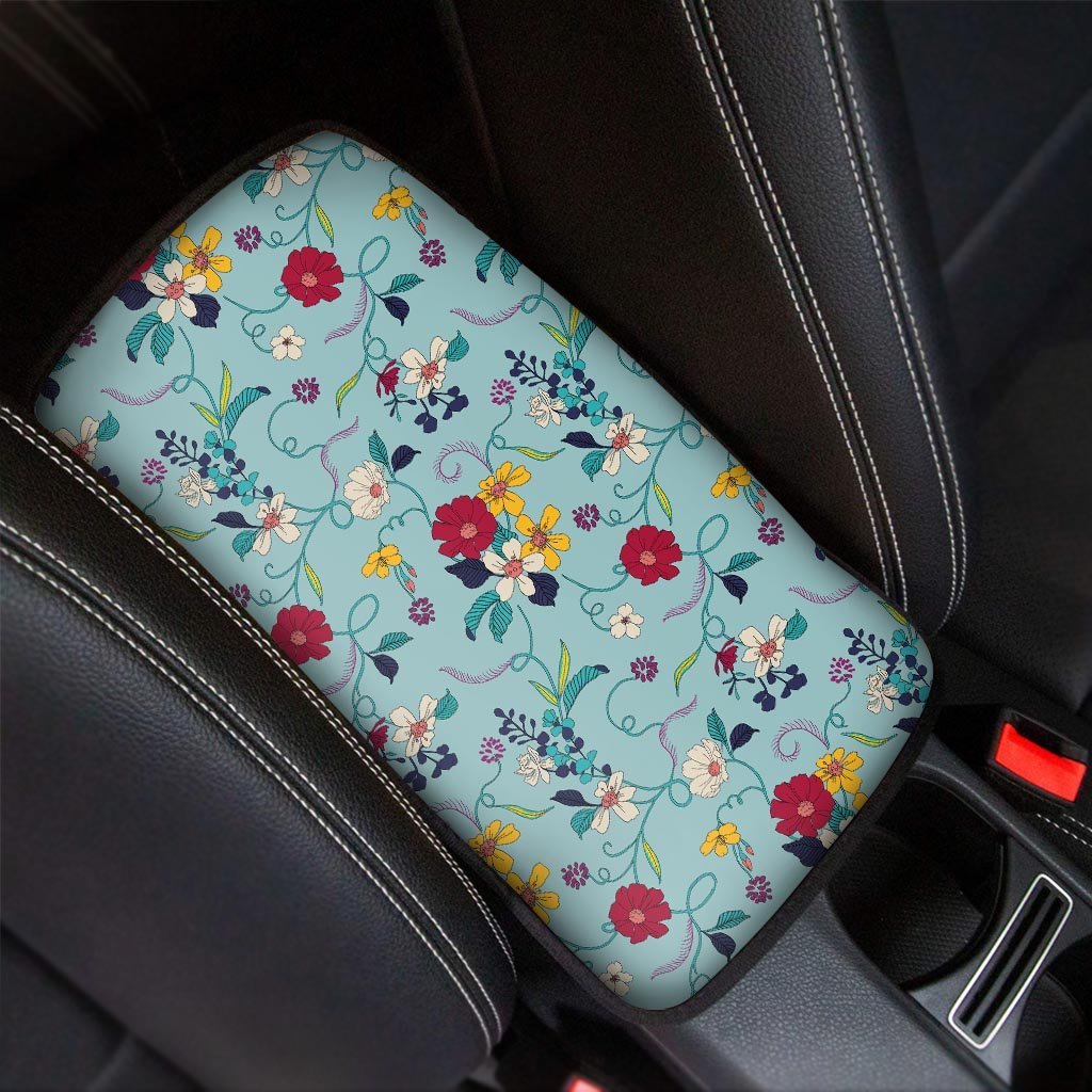 Floral Flower Print Car Console Cover-grizzshop