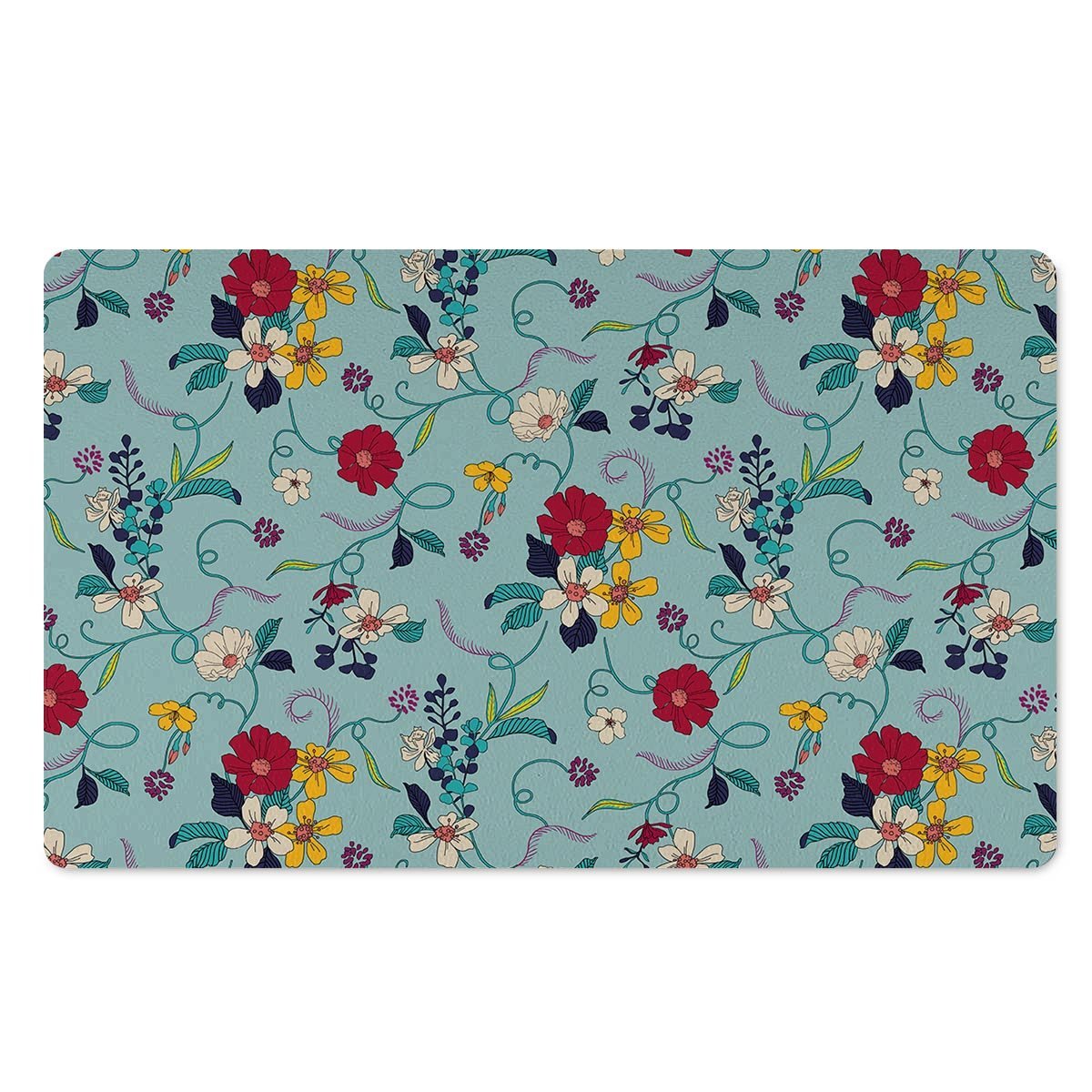 Floral Flower Print Door Mat-grizzshop