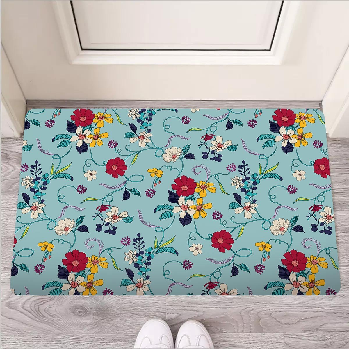 Floral Flower Print Door Mat-grizzshop