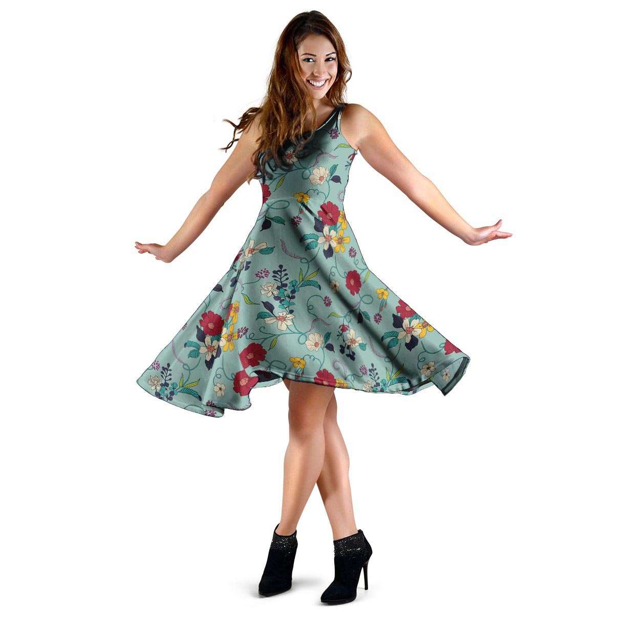 Floral Flower Print Dress-grizzshop