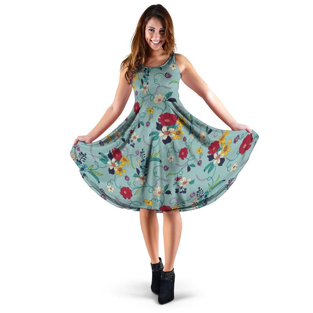 Floral Flower Print Dress-grizzshop