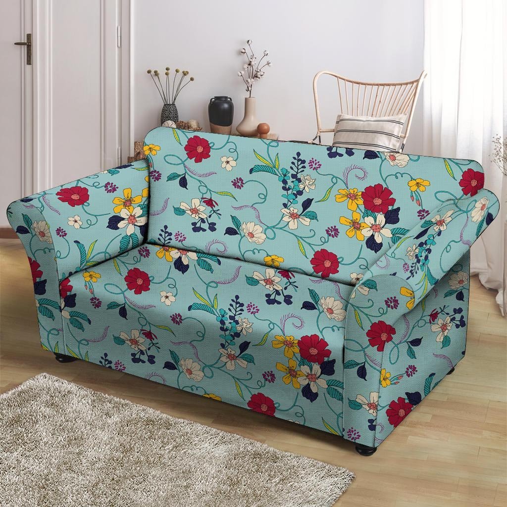 Floral Flower Print Loveseat Cover-grizzshop