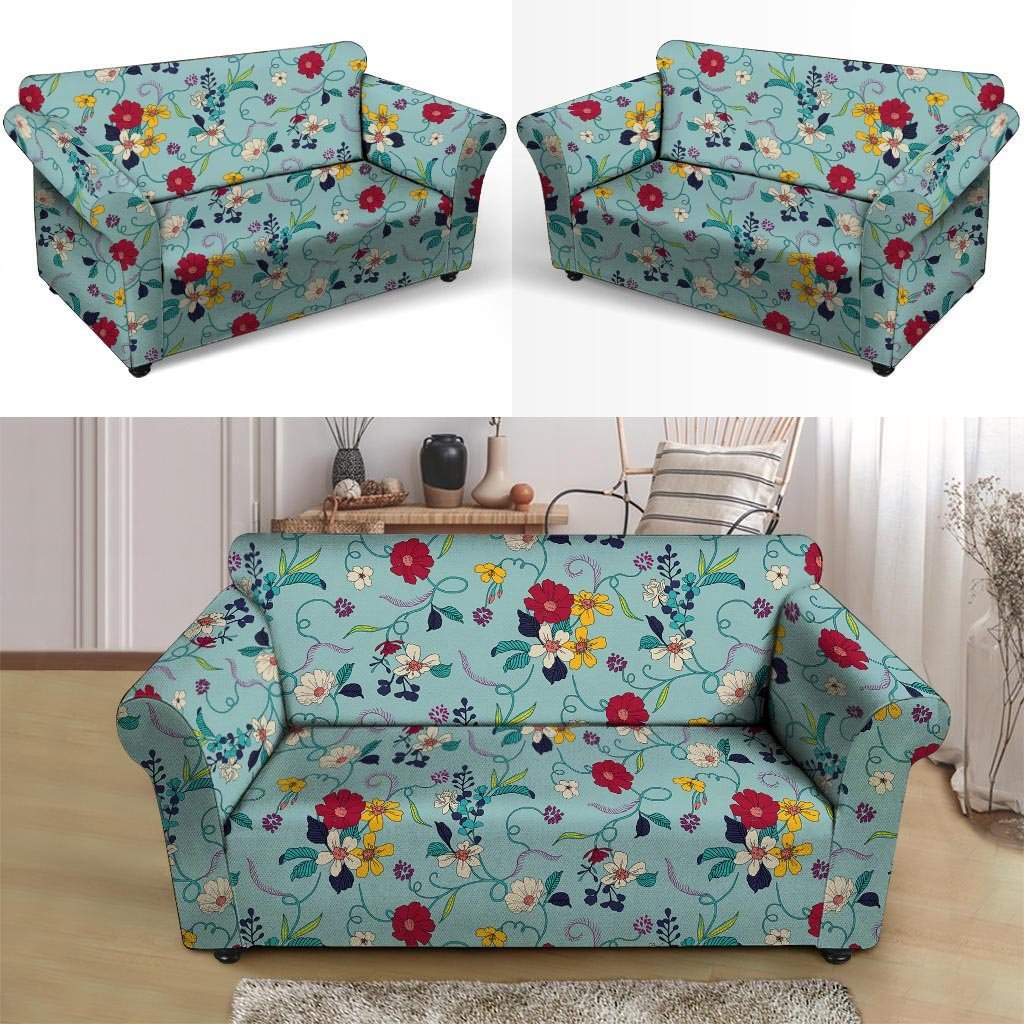 Floral Flower Print Loveseat Cover-grizzshop