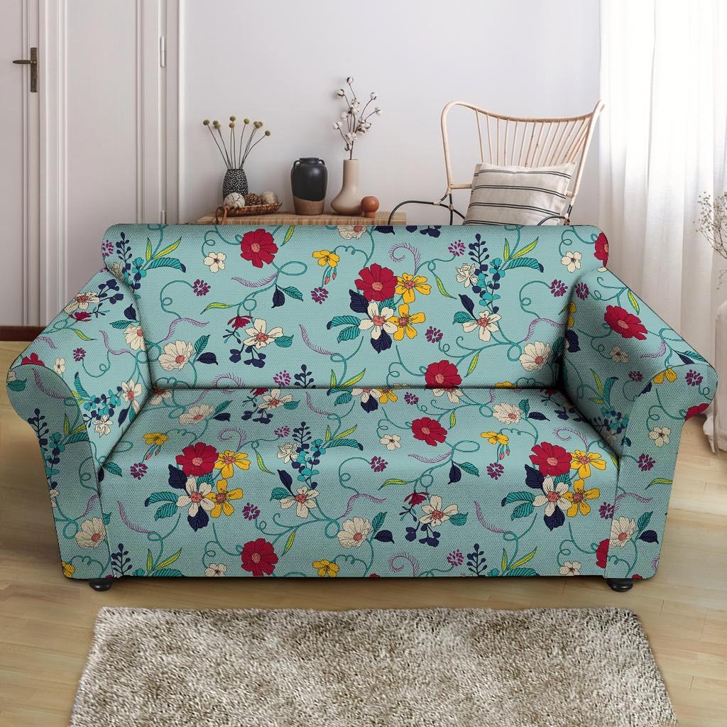 Floral Flower Print Loveseat Cover-grizzshop