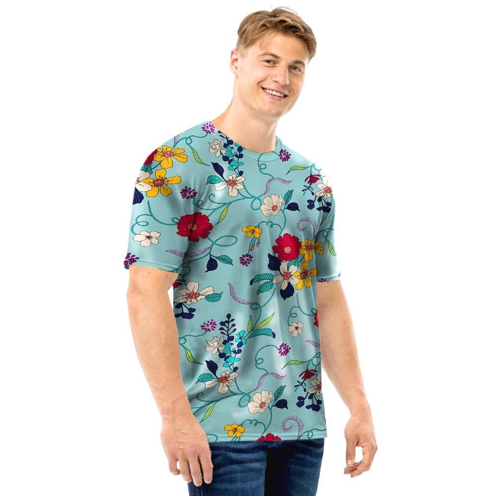 Floral Flower Print Men T Shirt-grizzshop