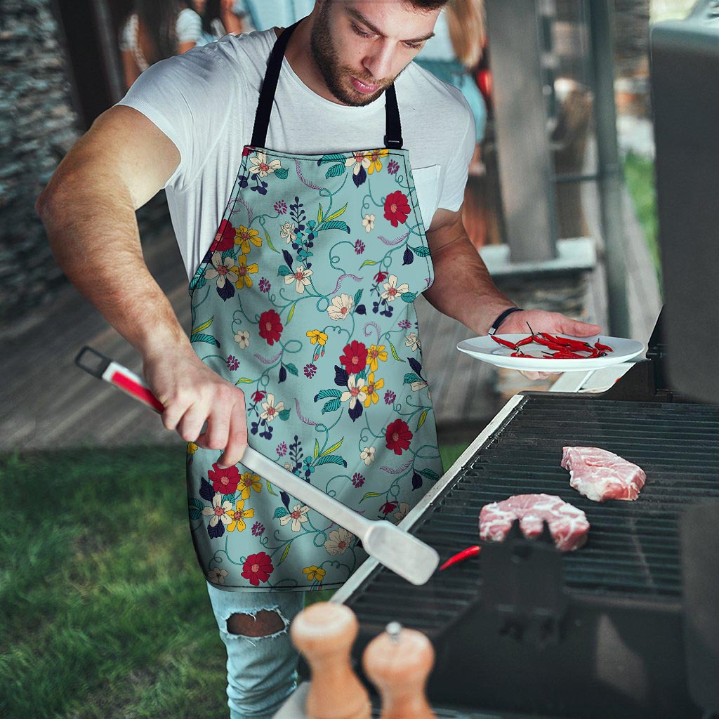 Floral Flower Print Men's Apron-grizzshop