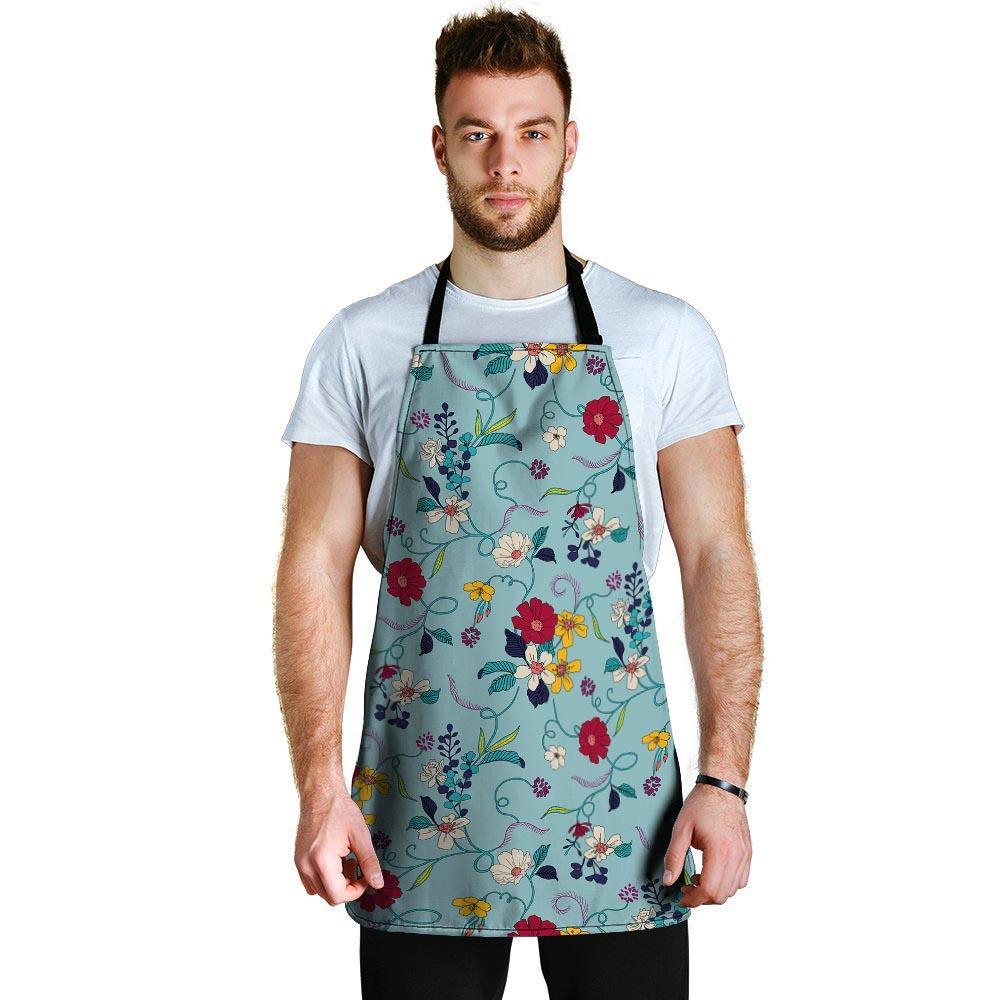 Floral Flower Print Men's Apron-grizzshop