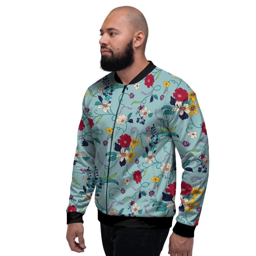 Floral Flower Print Men's Bomber Jacket-grizzshop