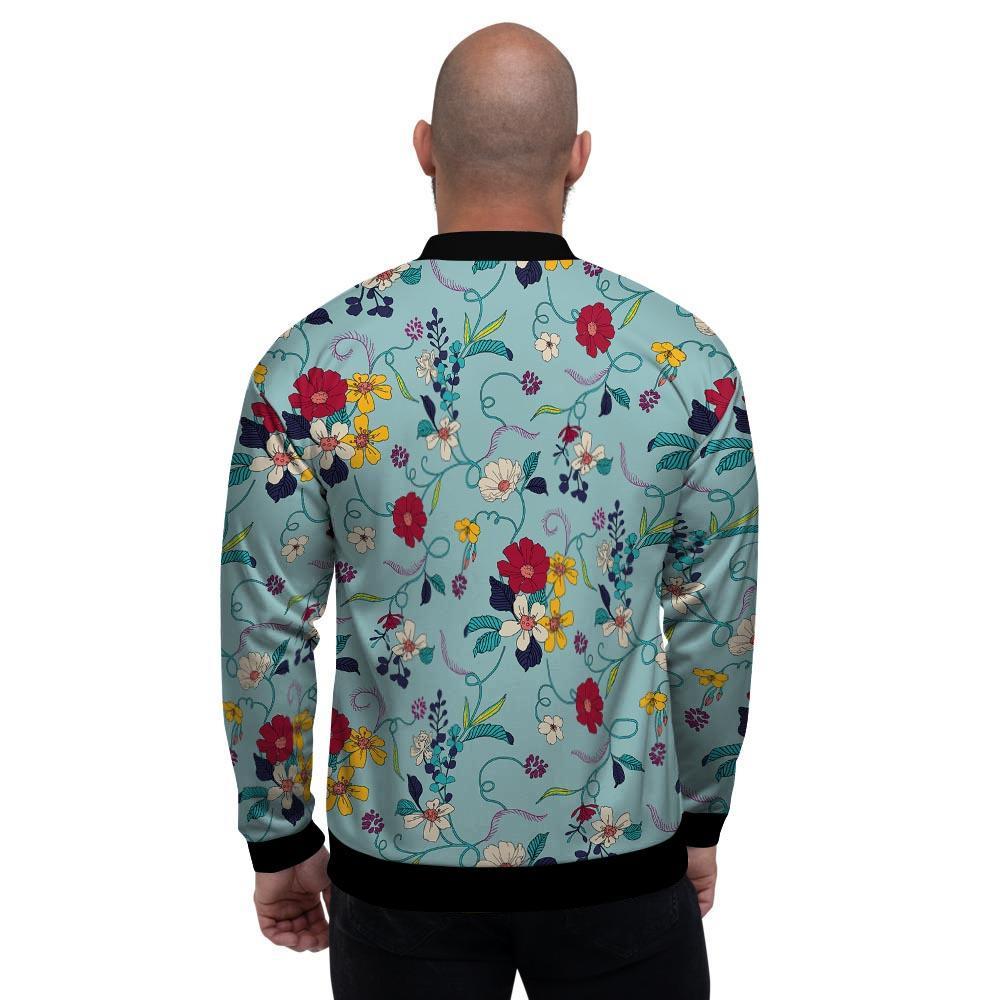 Floral Flower Print Men's Bomber Jacket-grizzshop