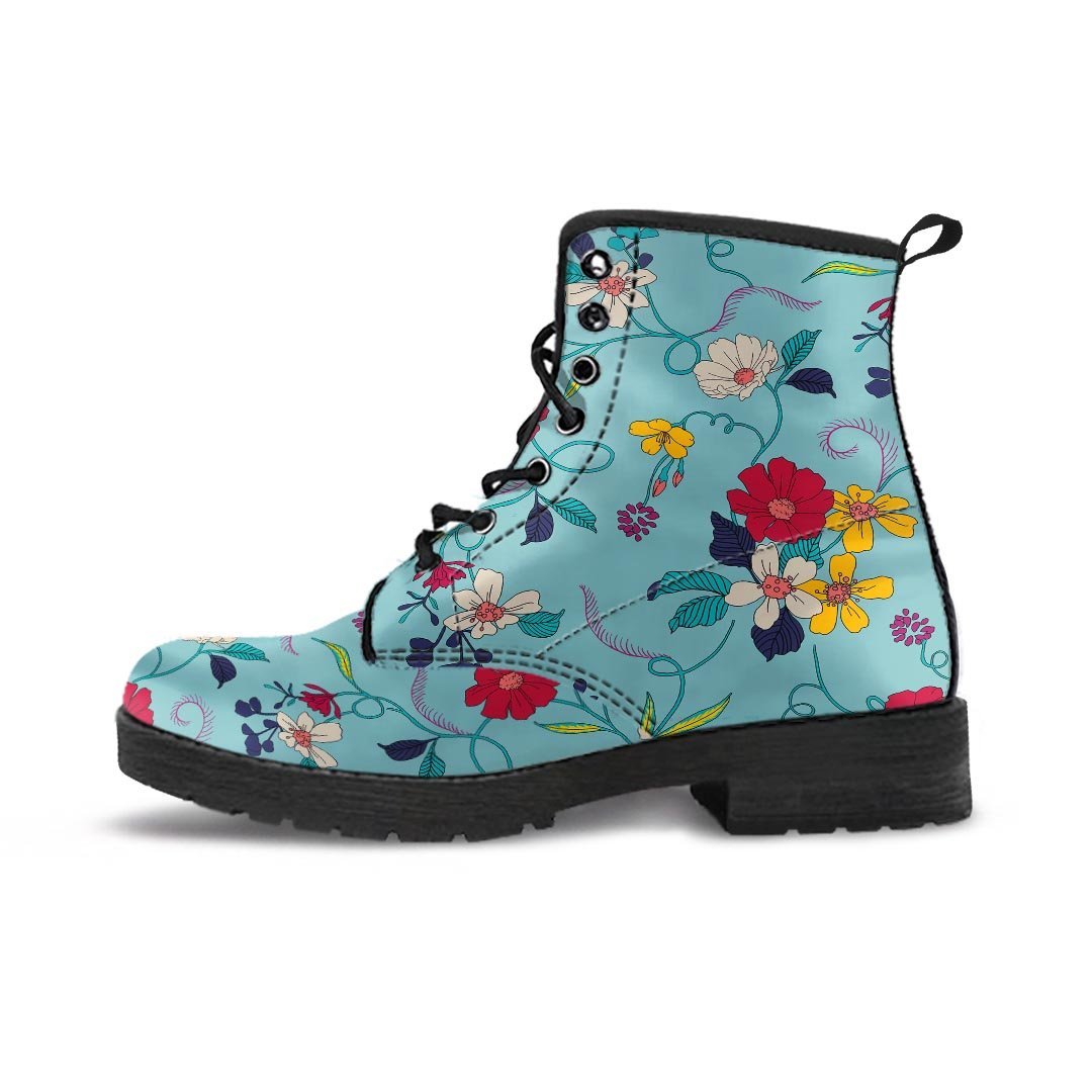 Floral Flower Print Men's Boots-grizzshop