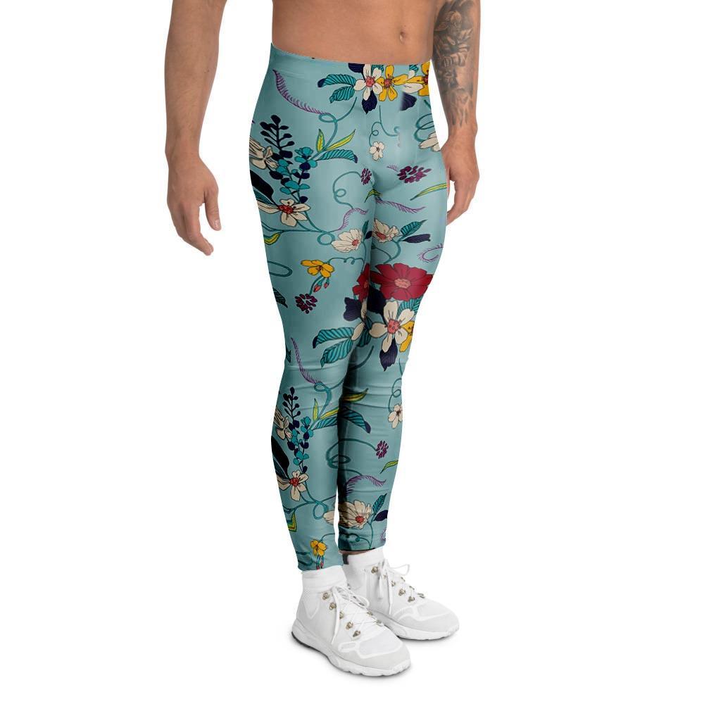 Floral Flower Print Men's Leggings-grizzshop