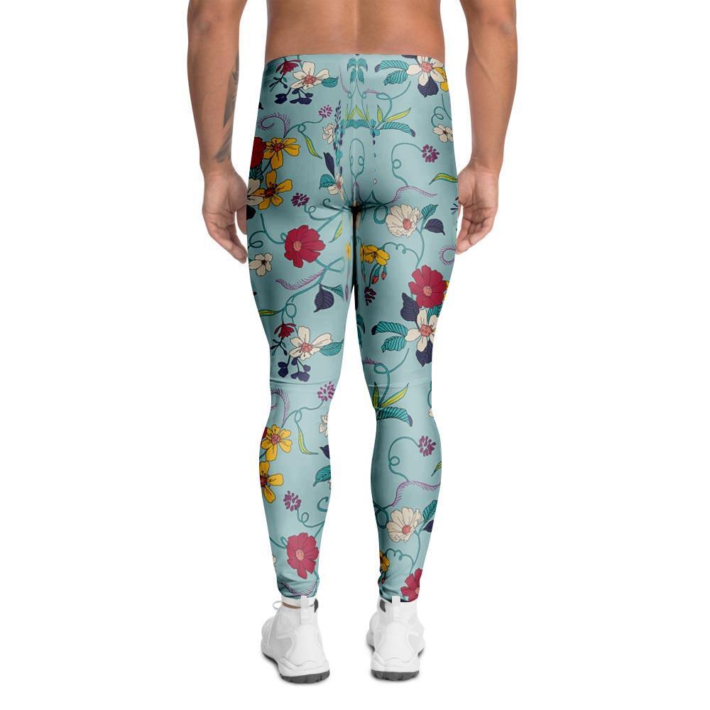 Floral Flower Print Men's Leggings-grizzshop