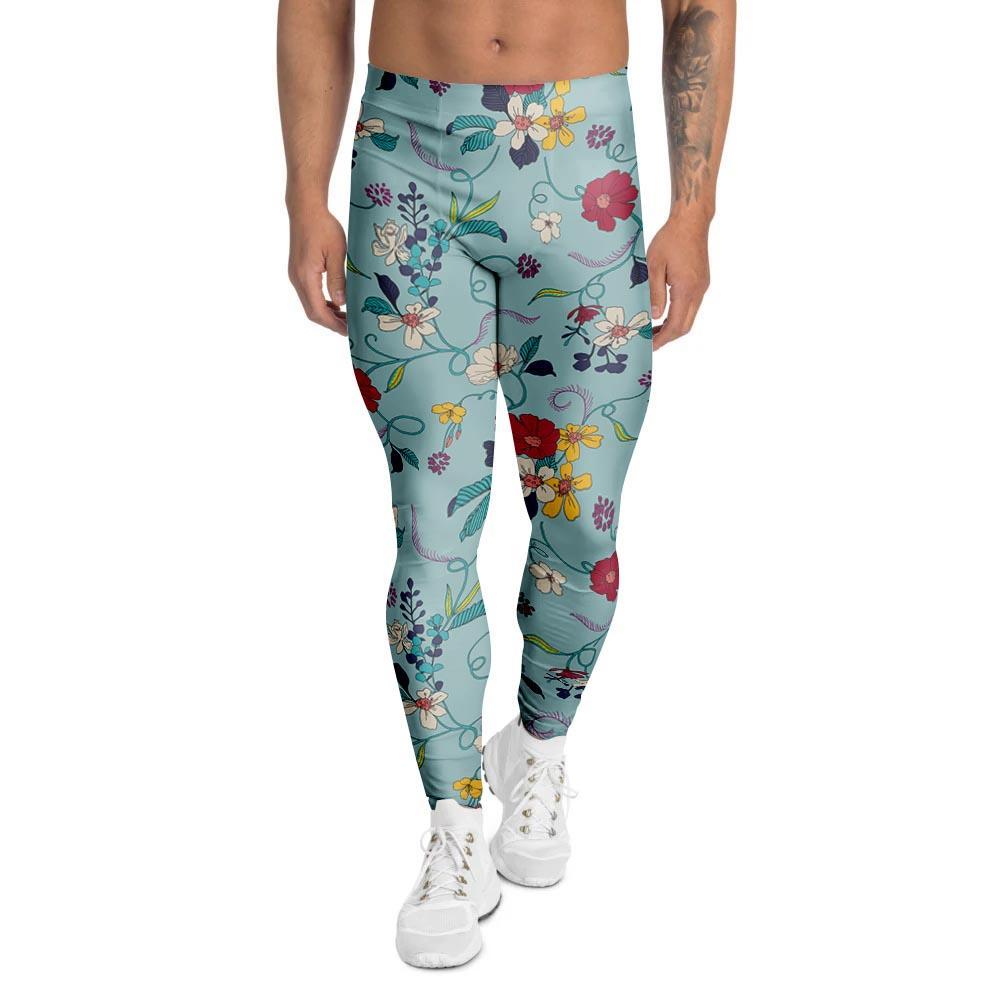 Floral Flower Print Men's Leggings-grizzshop