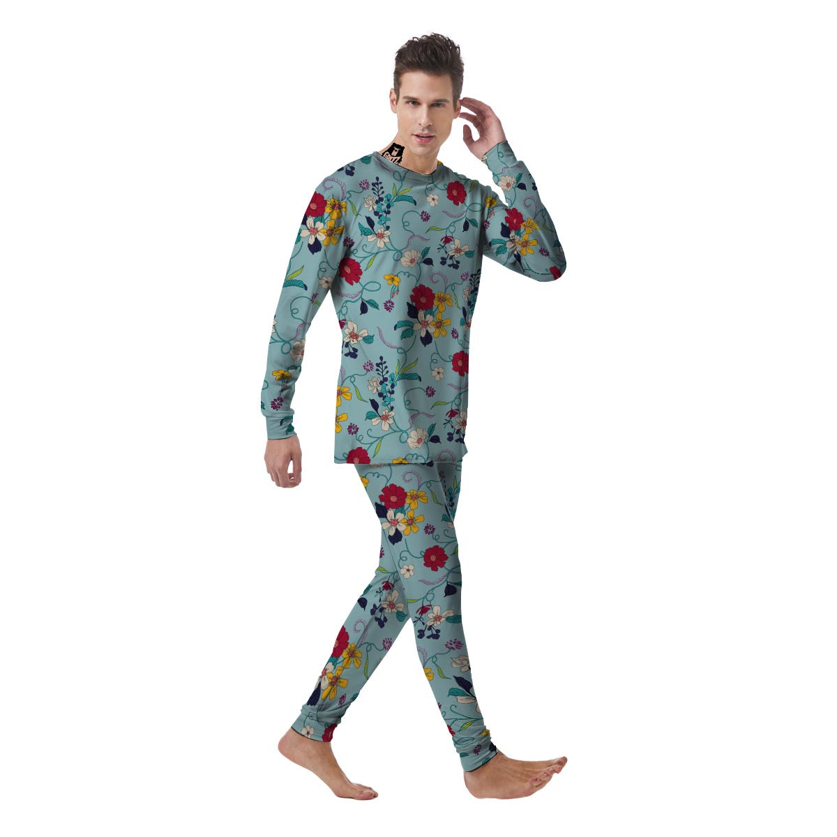 Floral Flower Print Men's Pajamas-grizzshop