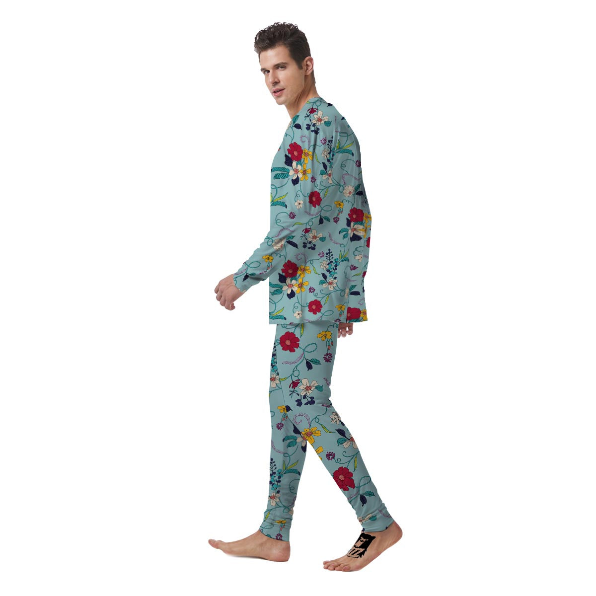 Floral Flower Print Men's Pajamas-grizzshop