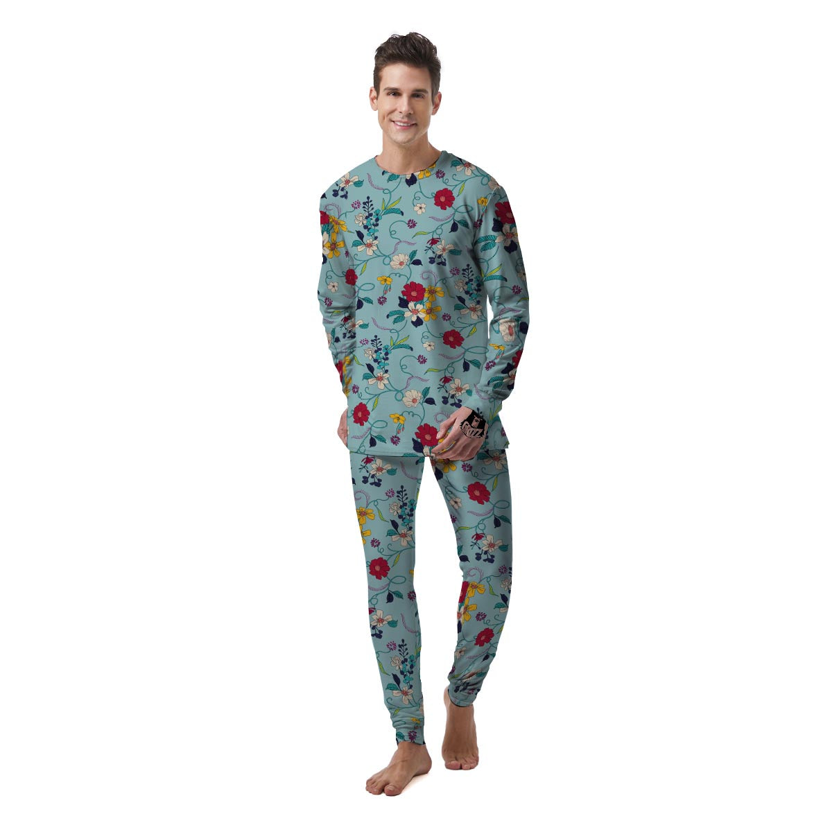 Floral Flower Print Men's Pajamas-grizzshop