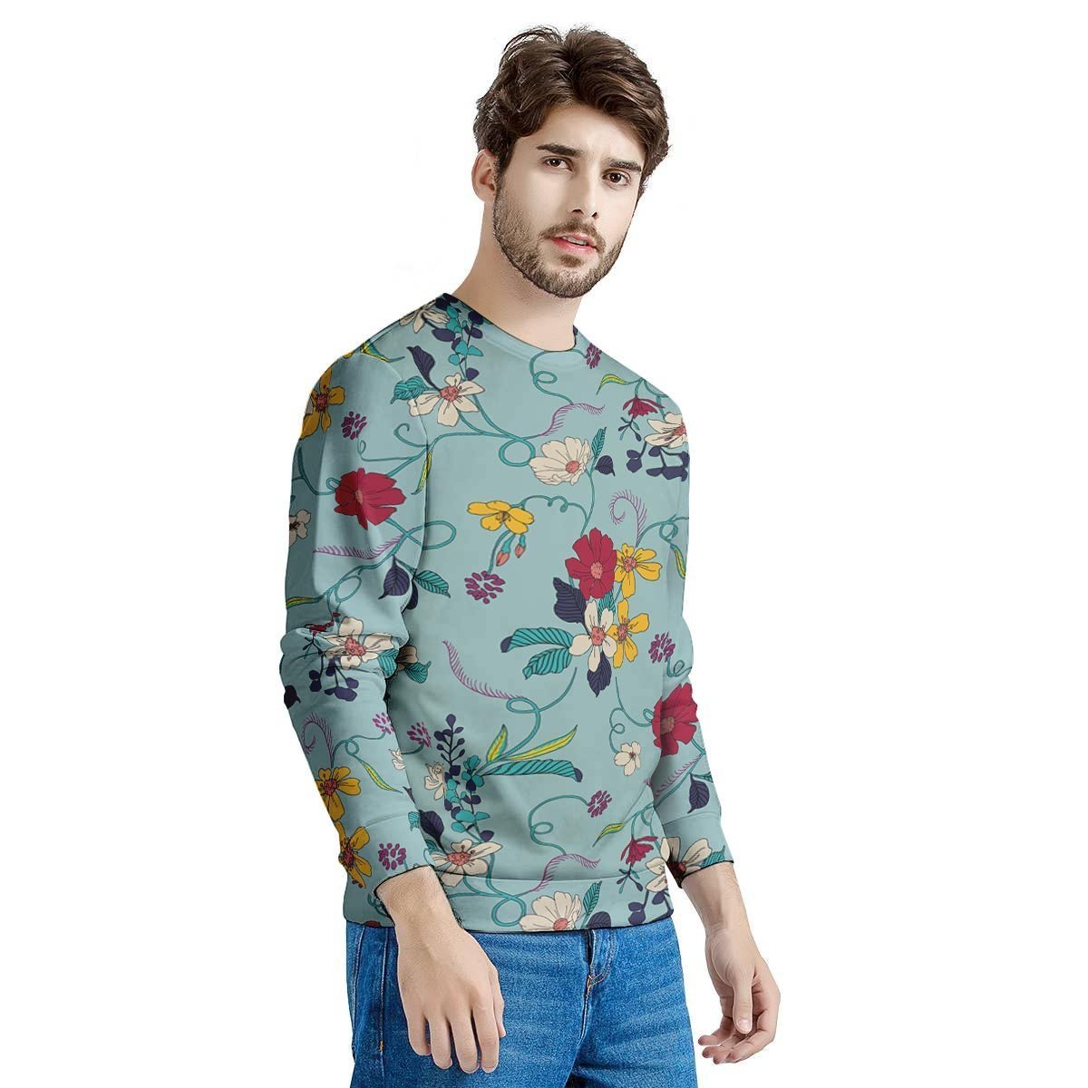 Floral Flower Print Men's Sweatshirt-grizzshop