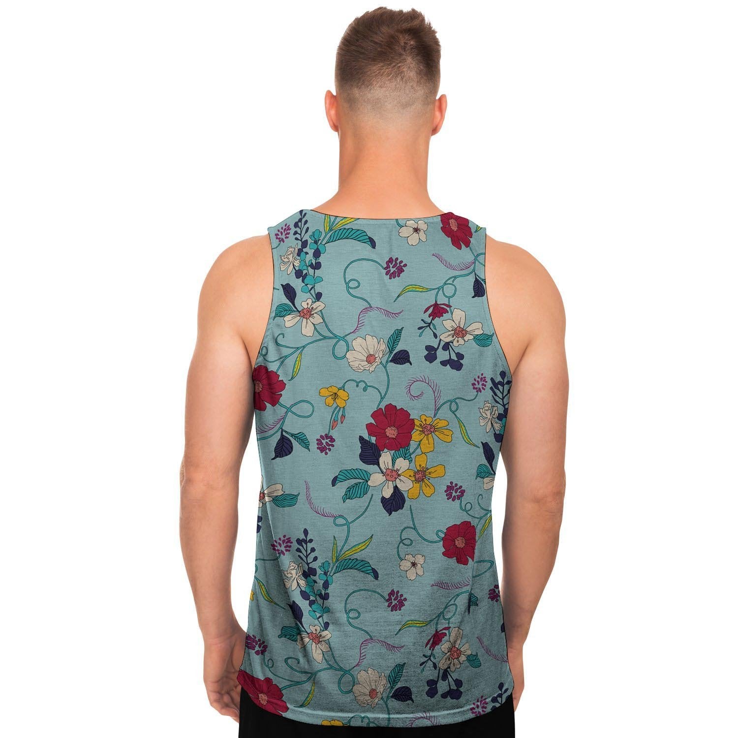 Floral Flower Print Men's Tank Tops-grizzshop