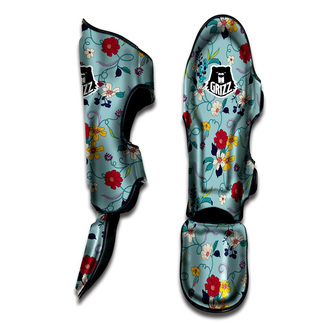 Floral Flower Print Muay Thai Shin Guard-grizzshop