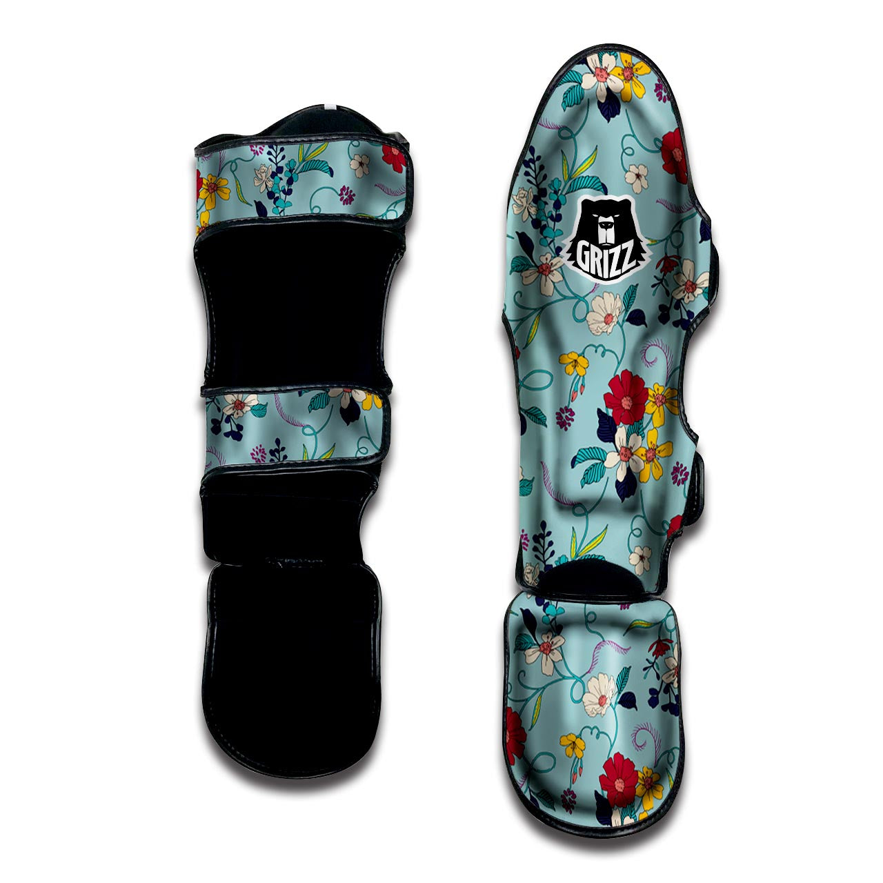 Floral Flower Print Muay Thai Shin Guard-grizzshop