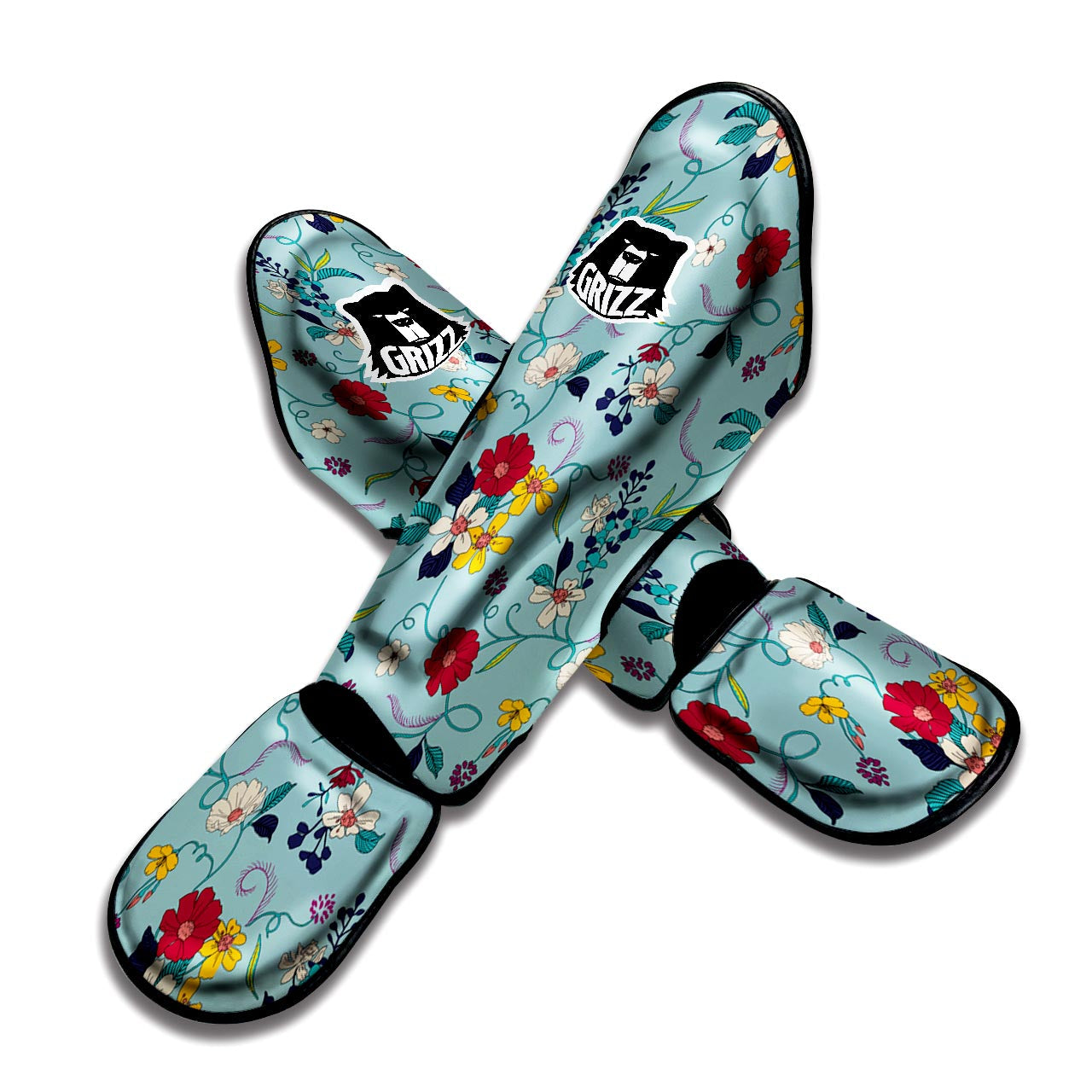 Floral Flower Print Muay Thai Shin Guard-grizzshop