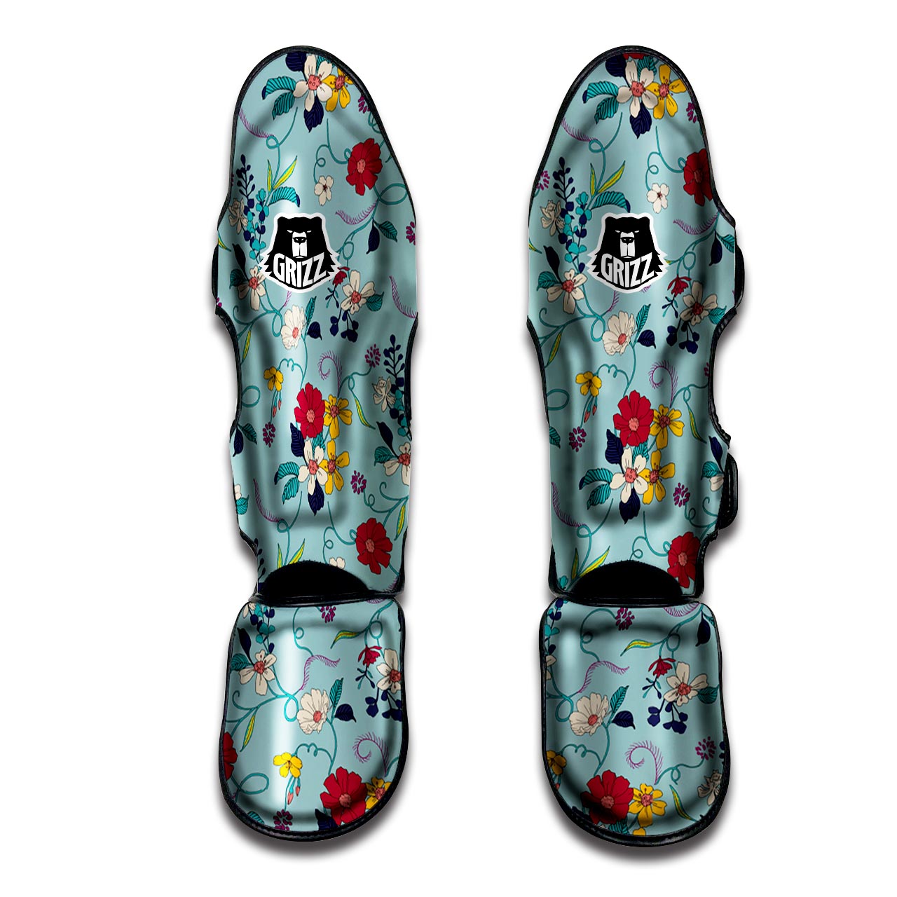 Floral Flower Print Muay Thai Shin Guard-grizzshop