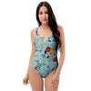 Floral Flower Print One Piece Swimsuite-grizzshop