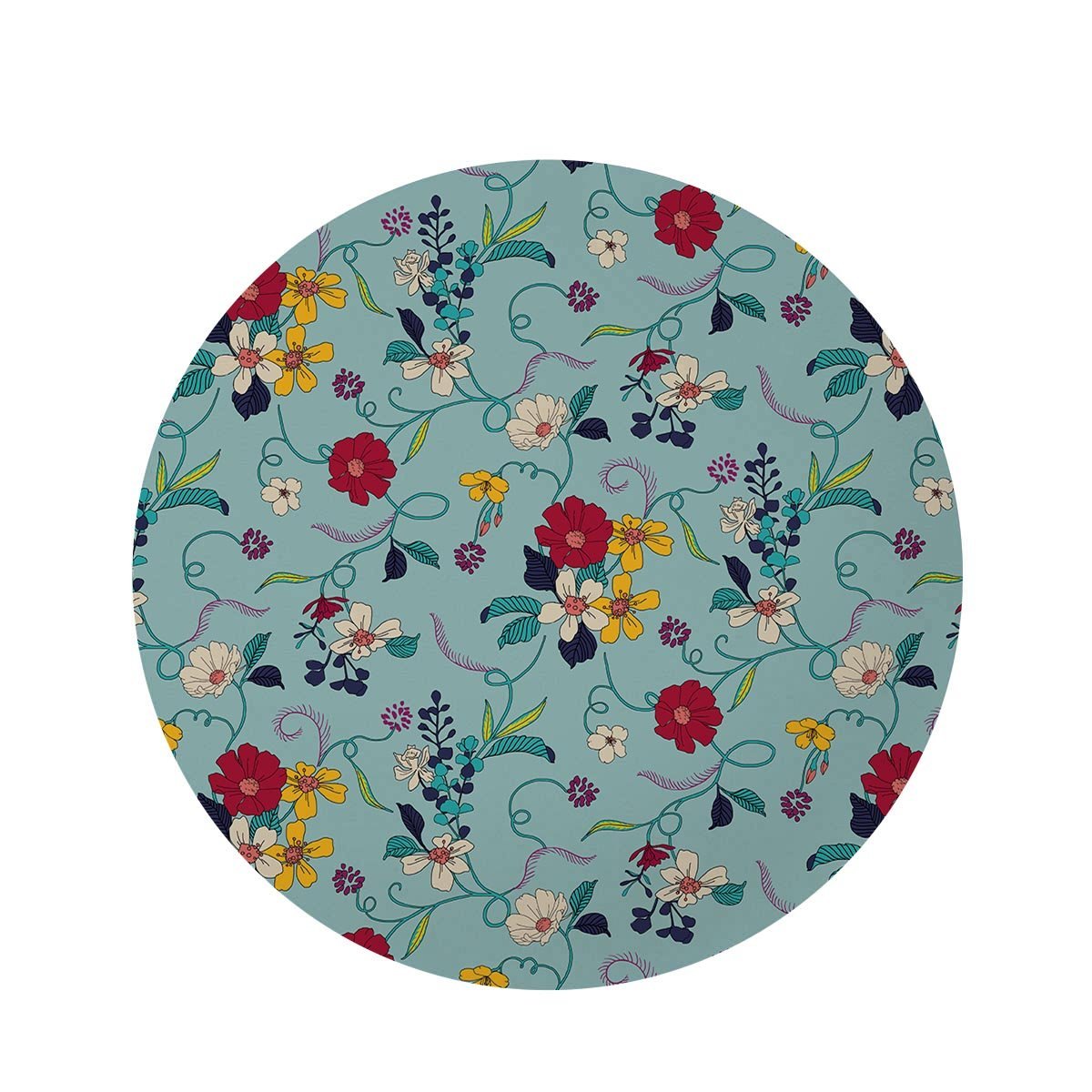 Floral Flower Print Round Rug-grizzshop