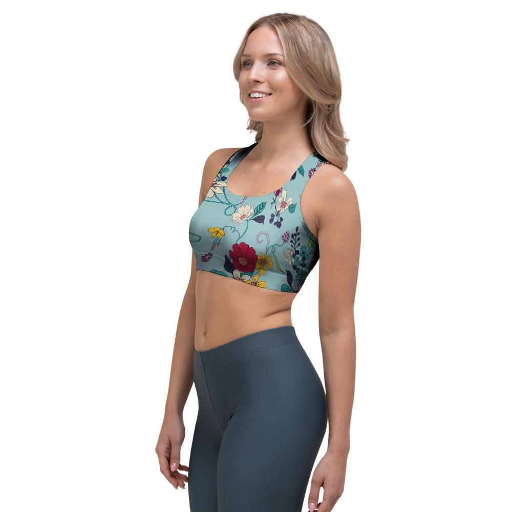 Floral Flower Print Sports Bra-grizzshop