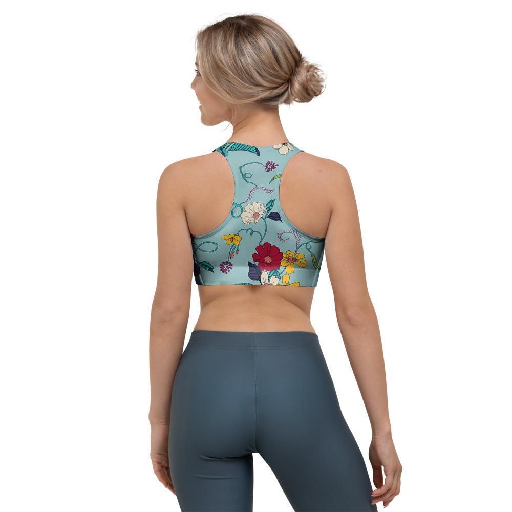 Floral Flower Print Sports Bra-grizzshop