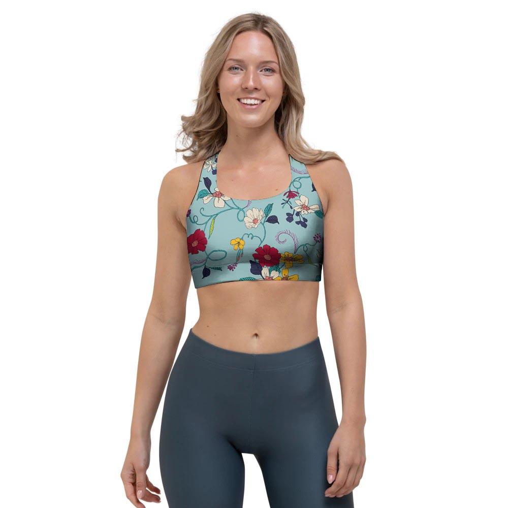 Floral Flower Print Sports Bra-grizzshop