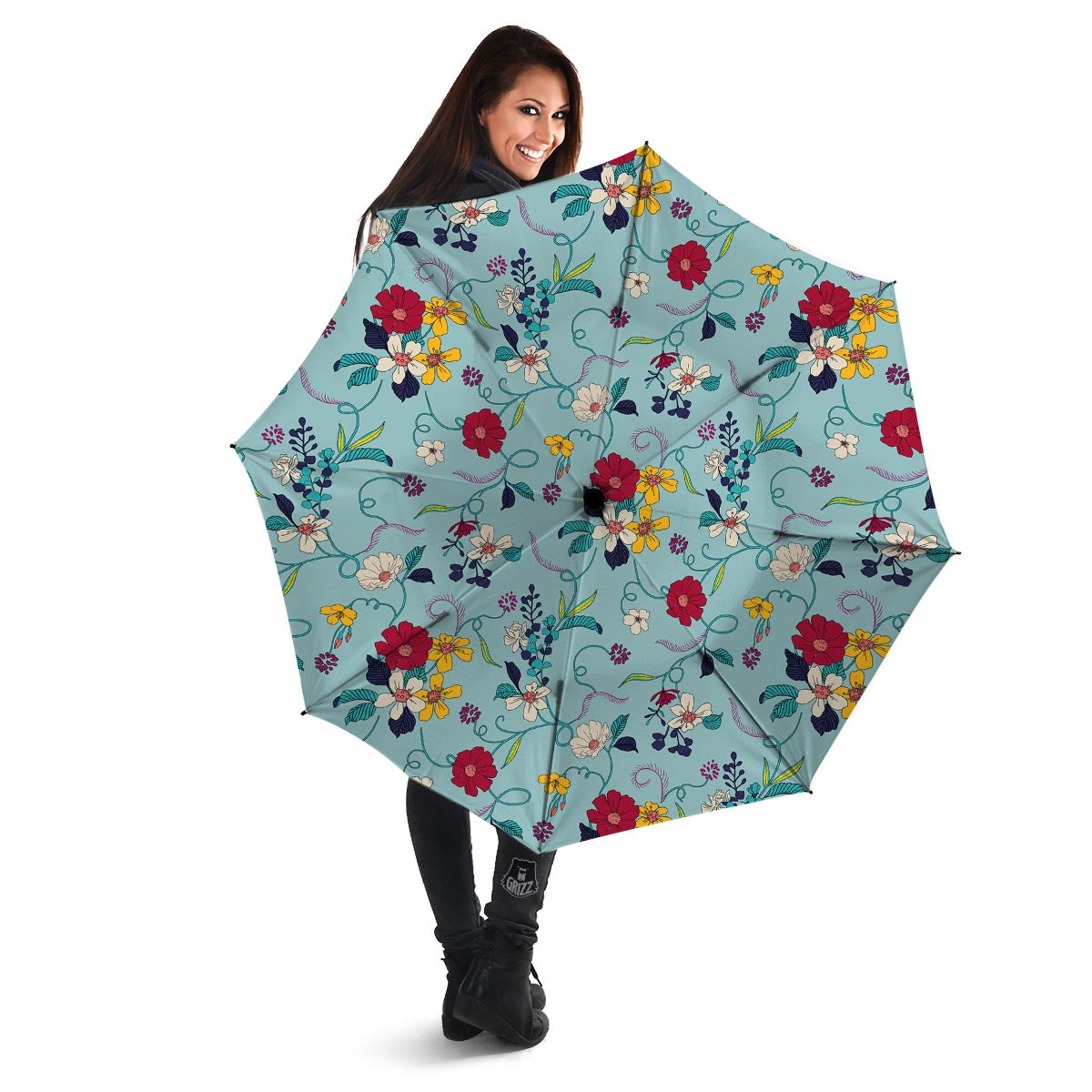 Floral Flower Print Umbrella-grizzshop