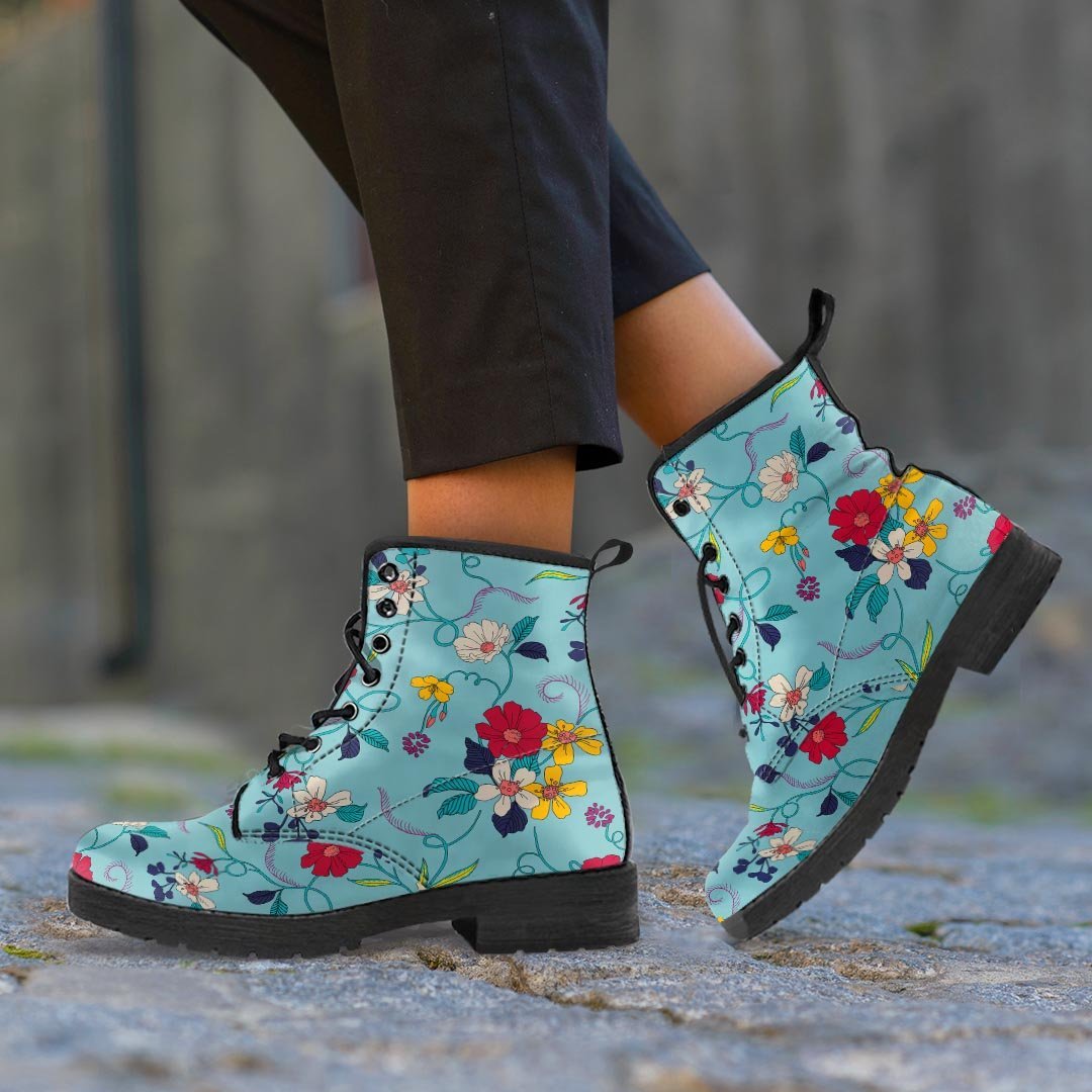 Floral Flower Print Women's Boots-grizzshop