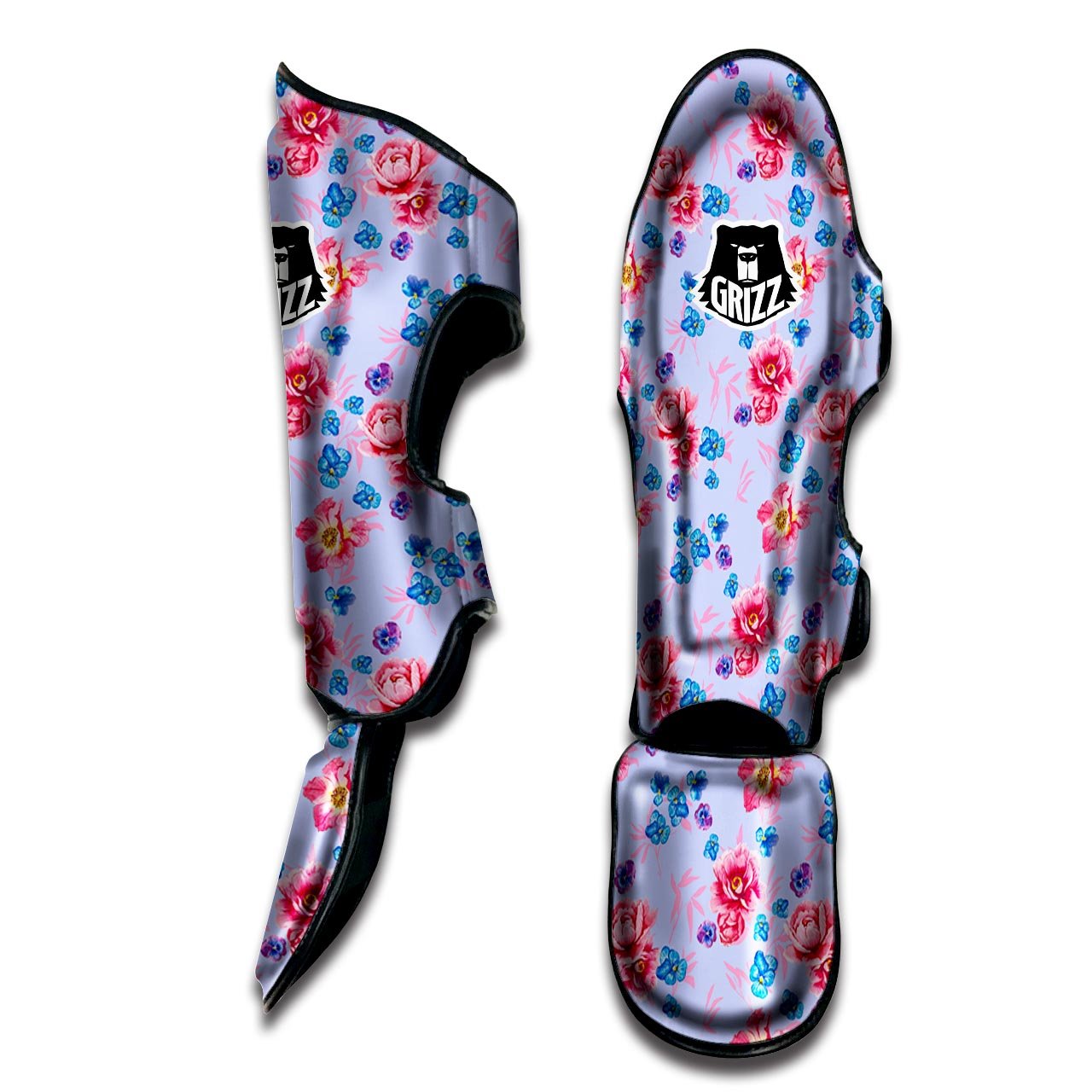 Floral Flower Rose Pansy Print Pattern Muay Thai Shin Guards-grizzshop