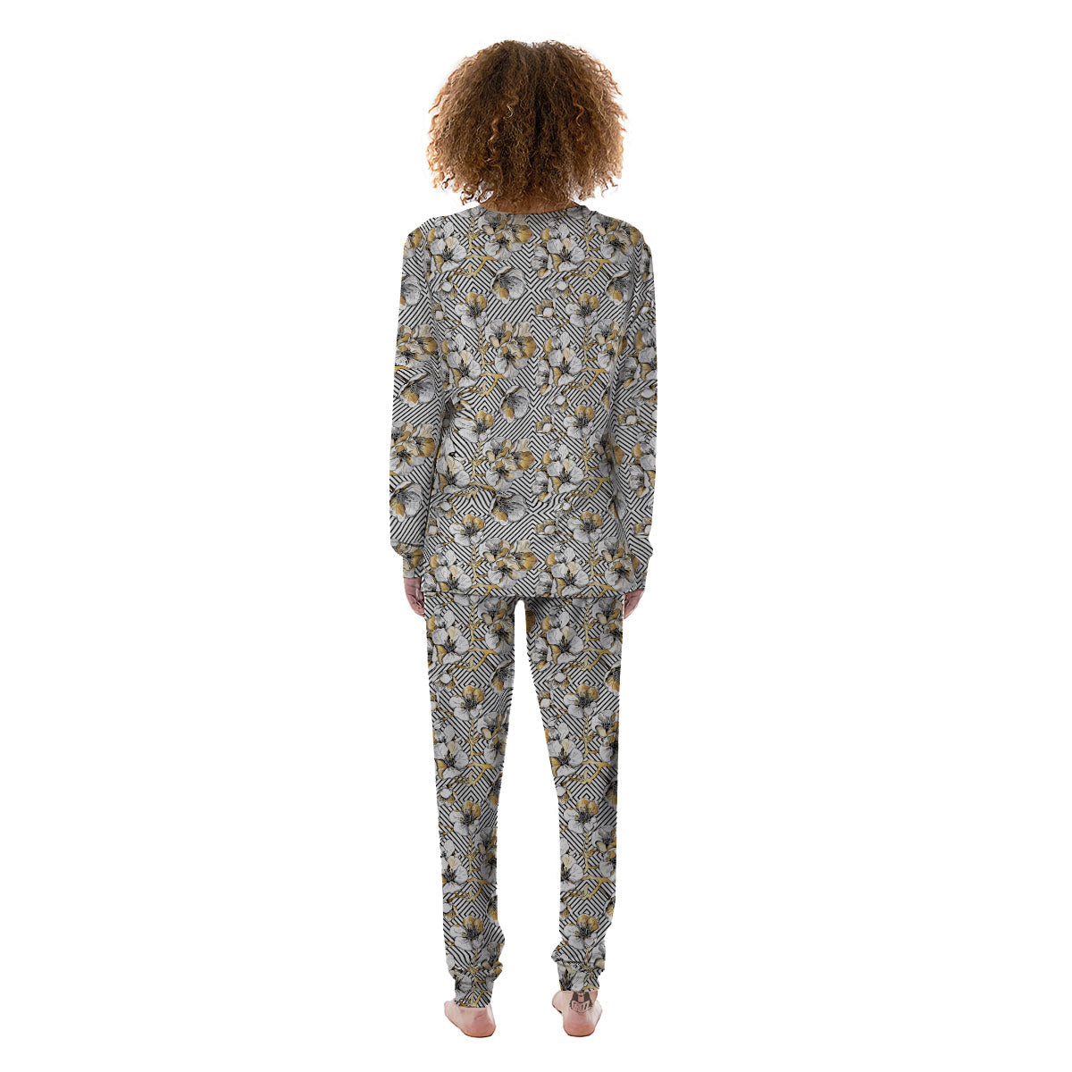 Floral Geometric Japanese Print Pattern Women's Pajamas-grizzshop