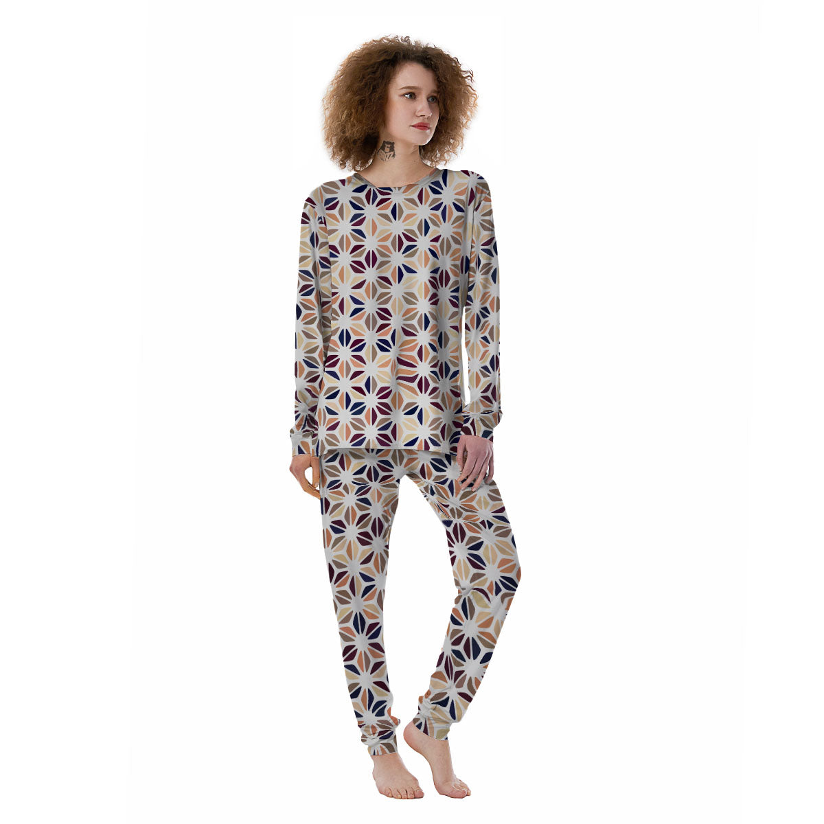 Floral Geometric Print Women's Pajamas-grizzshop