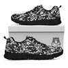 Floral Hawaiian Monochrome Print Pattern Black Sneaker-grizzshop