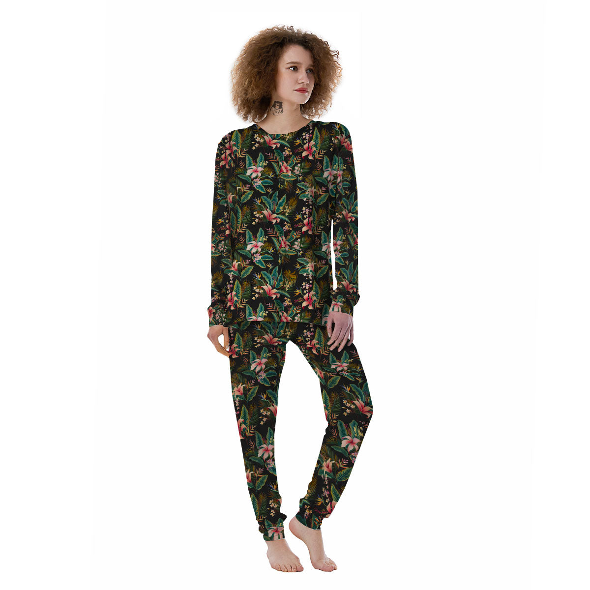 Floral Hawaiian Print Pattern Women's Pajamas-grizzshop