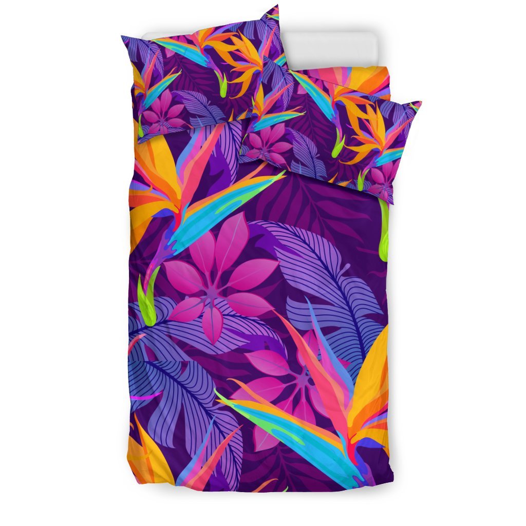 Floral Hawaiian Tropical Palm Leaves Pattern Print Duvet Cover Bedding Set-grizzshop