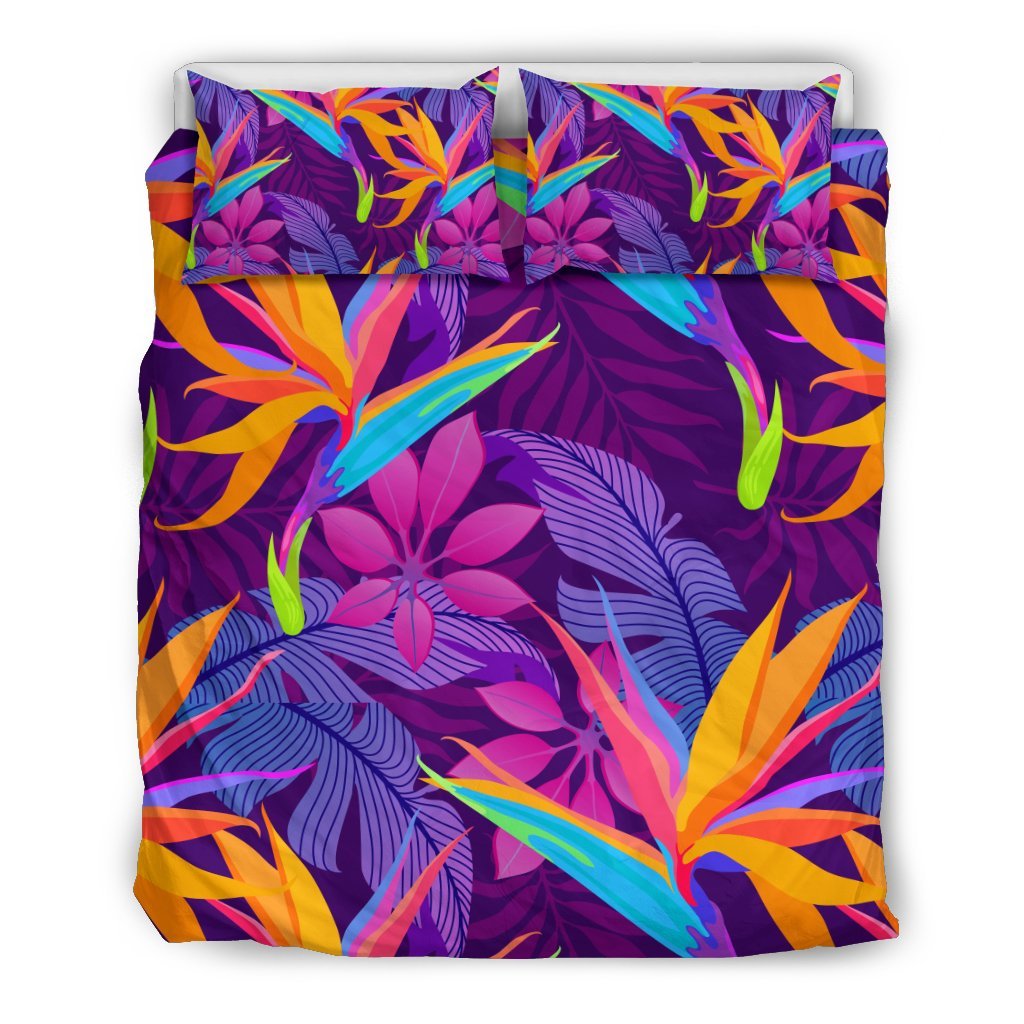 Floral Hawaiian Tropical Palm Leaves Pattern Print Duvet Cover Bedding Set-grizzshop