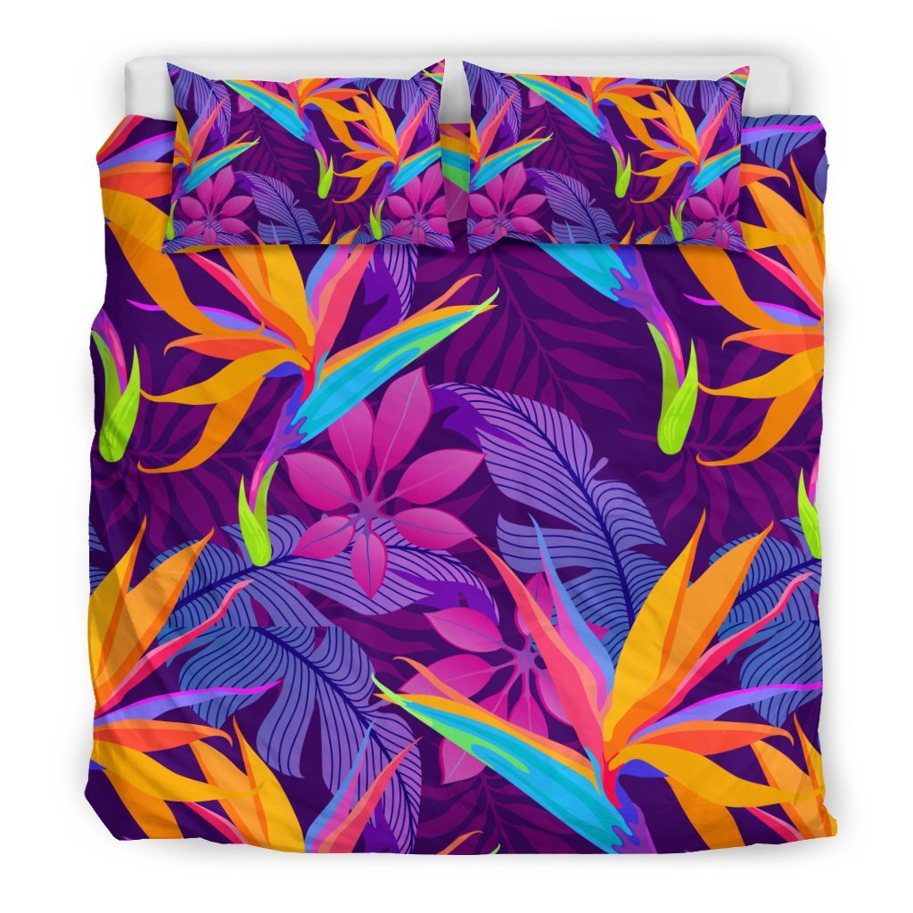 Floral Hawaiian Tropical Palm Leaves Pattern Print Duvet Cover Bedding Set-grizzshop