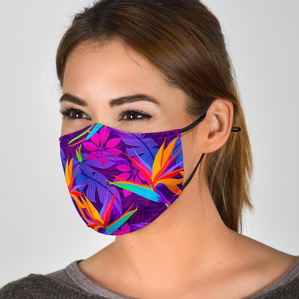 Floral Hawaiian Tropical Palm Leaves Pattern Print Face Mask-grizzshop