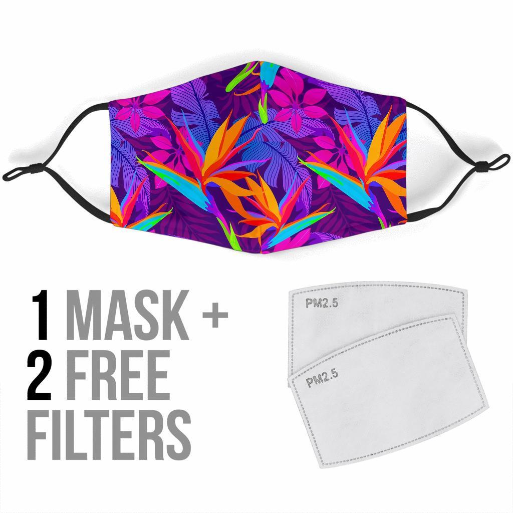 Floral Hawaiian Tropical Palm Leaves Pattern Print Face Mask-grizzshop