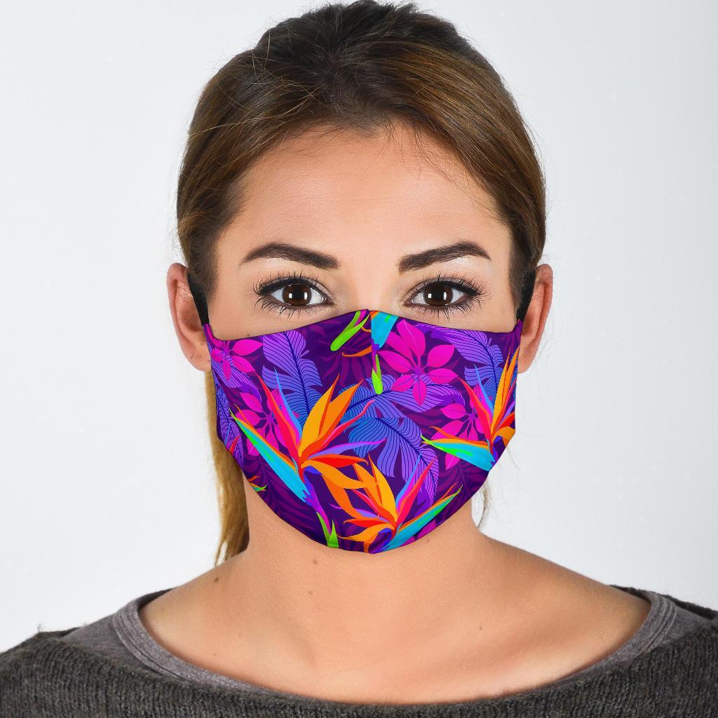 Floral Hawaiian Tropical Palm Leaves Pattern Print Face Mask-grizzshop