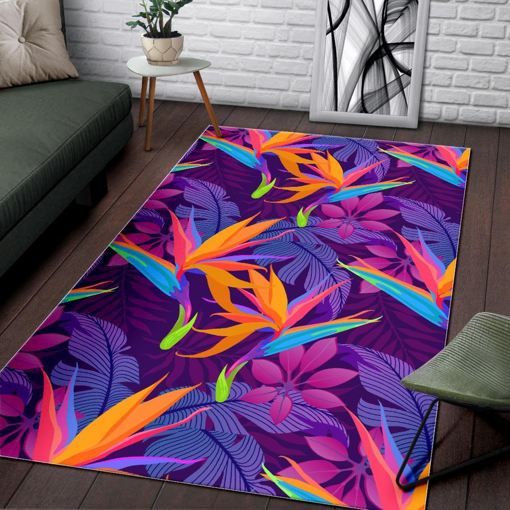 Floral Hawaiian Tropical Palm Leaves Pattern Print Floor Mat-grizzshop