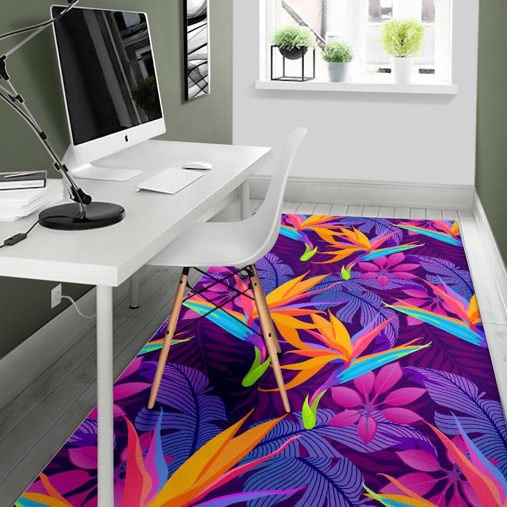 Floral Hawaiian Tropical Palm Leaves Pattern Print Floor Mat-grizzshop