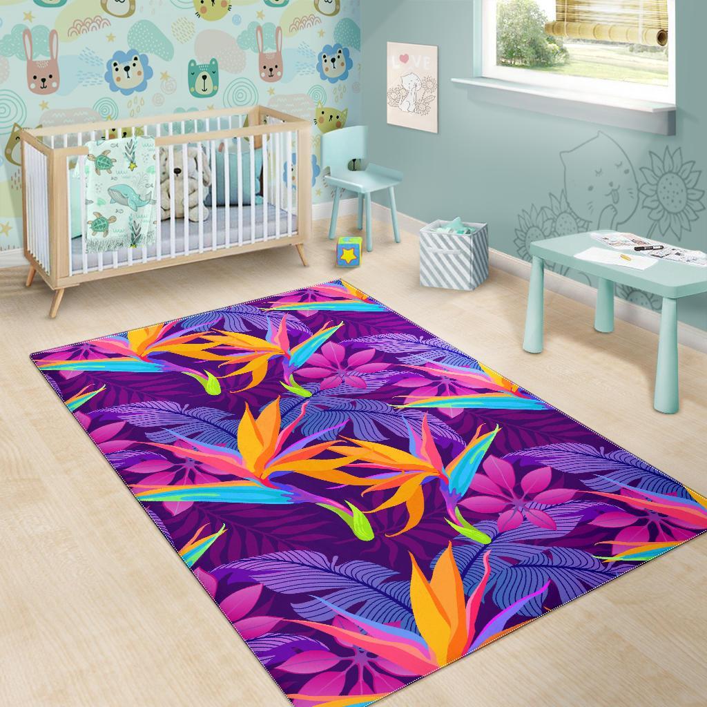 Floral Hawaiian Tropical Palm Leaves Pattern Print Floor Mat-grizzshop