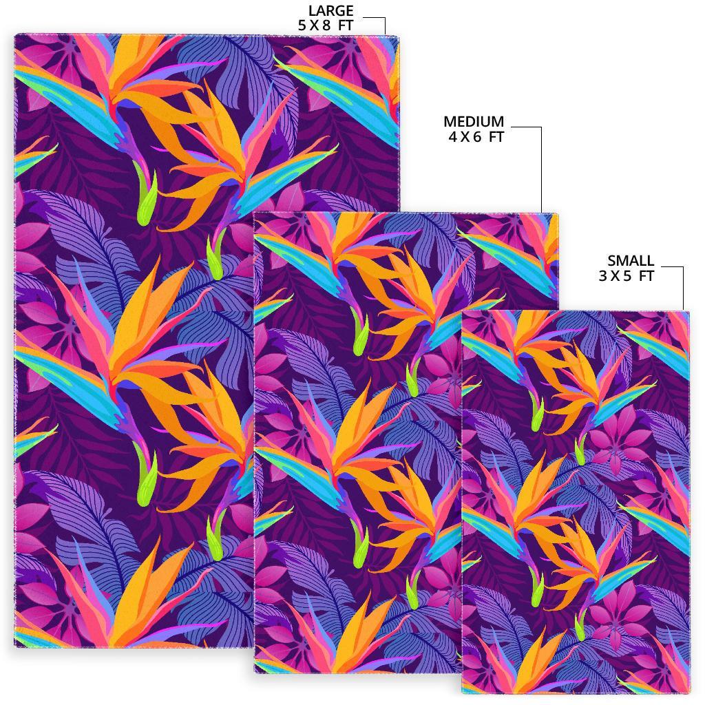 Floral Hawaiian Tropical Palm Leaves Pattern Print Floor Mat-grizzshop